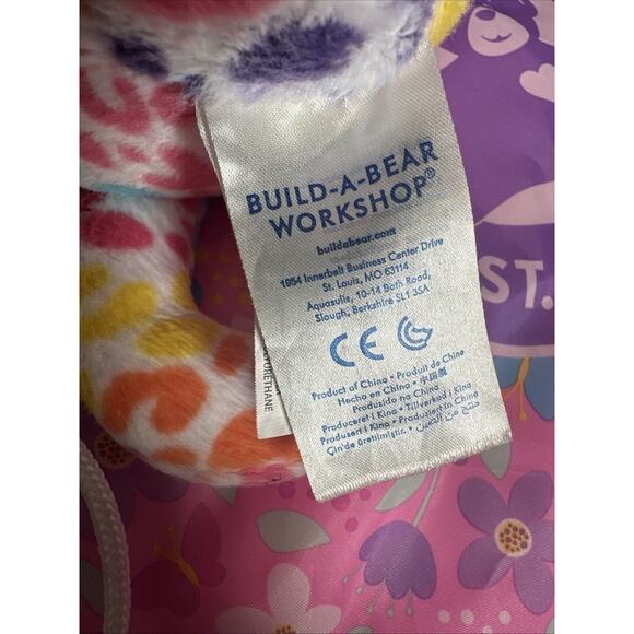 17" Build A Bear Rainbow Tie Dye Leopard Kitty Cat Plush Stuffed Toy With Bag - Picture 6 of 9